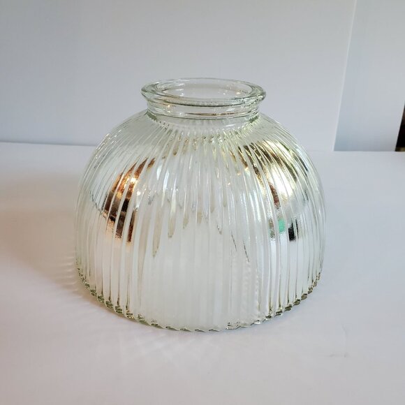 Vintage Holophane Bell Shaped Lamp Light Shade Clear Glass Ribbed Pattern - Picture 3 of 8